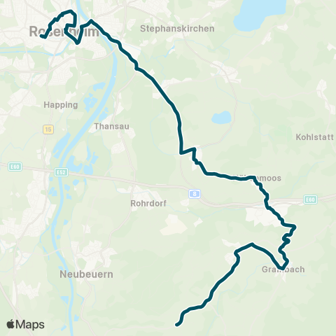 Die Münchner VerkehrsVerbund  Rosenheim - Lauterbach - Achenmühle - Grainbach - Roßholzen map