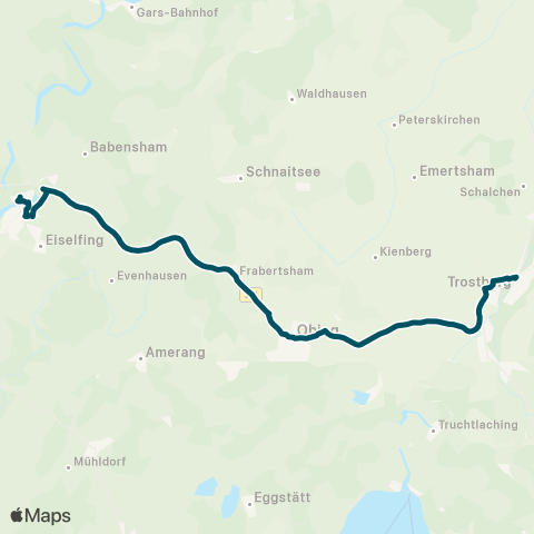 Die Münchner VerkehrsVerbund  Trostberg - Altenmarkt - Obing - Kirchensur - Wasserburg Stadt map