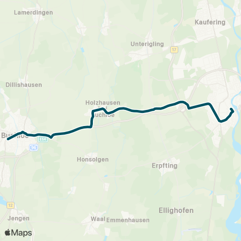 Die Münchner VerkehrsVerbund  Landsberg am Lech - Holzhausen (b. Buchloe) - Buchloe Bahnhof map
