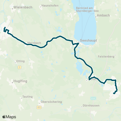 Die Münchner VerkehrsVerbund  Weilheim - Seeshaupt - Penzberg map