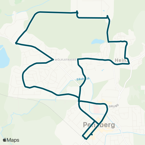 Die Münchner VerkehrsVerbund  StadtBus Penzberg Ringlinie B Bahnhof - Neue Heimat - Roche - Steigenberg - Bahnhof map