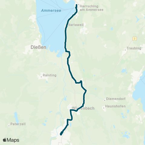 Die Münchner VerkehrsVerbund  Weilheim - Wielenbach - Wilzhofen - Pähl - Herrsching map