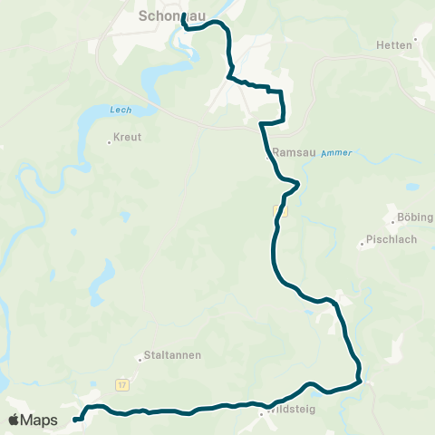Die Münchner VerkehrsVerbund  Schongau - Peiting - Rottenbuch - Echelsbacher Brücke - Steingaden map