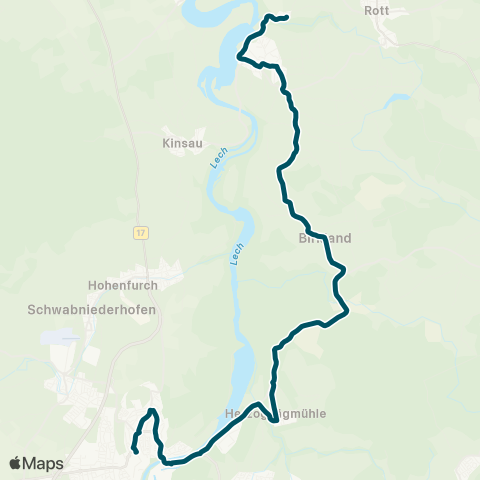 Die Münchner VerkehrsVerbund  Schongau - Herzogsägmühle ( - Birkland - Apfeldorf) map