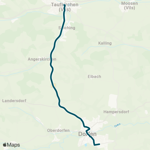 Die Münchner VerkehrsVerbund  Dorfen, Bahnhof - Taufkirchen (Vils), Busbahnhof map