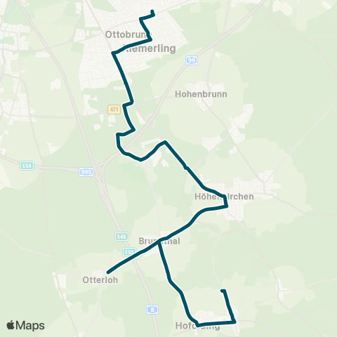 Die Münchner VerkehrsVerbund  Taufkirchen, Hugo-Junkers-Str. - Höhenkirchen-Sieg. - Brunnthal - Hofolding - Faistenhaar map