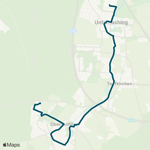 Die Münchner VerkehrsVerbund  Oberhaching, Kugler Alm - Deisenhofen - Taufkirchen - Unterhaching - Unterhaching, Schule am Sportpark map