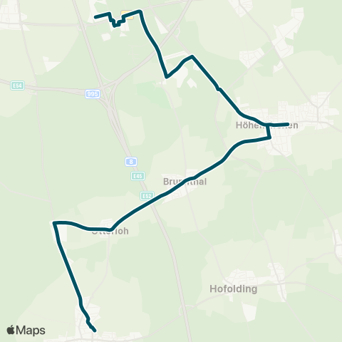 Die Münchner VerkehrsVerbund  Taufkirchen, Hugo-Junkers-Straße - Höhenkirchen-Sieg. - Brunnthal - Sauerlach map