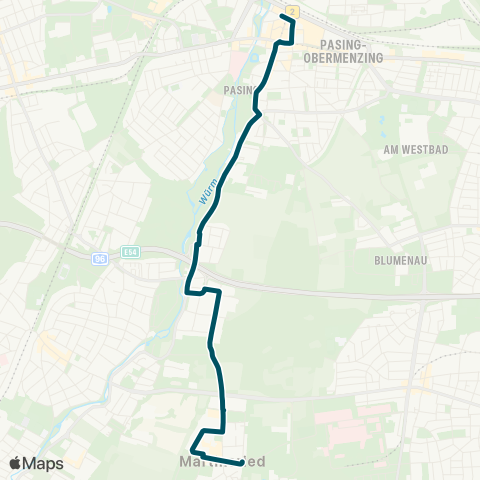 Die Münchner VerkehrsVerbund  Pasing Bf - Gräfelfing, Am Haag - Martinsried map