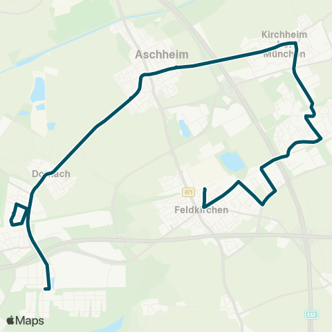 Die Münchner VerkehrsVerbund  Messestadt West - Riem Dornach - Aschheim - Kirchheim - Heimstetten Nord - Feldkirchen map