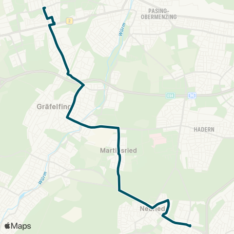 Die Münchner VerkehrsVerbund  Altenburgstr. - Lochham - Martinsried - Fürstenried West map