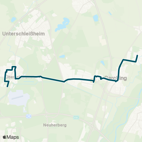 Die Münchner VerkehrsVerbund  Sonnenstraße - Oberschleißheim - Garching-Hochbrück - Garching - Garching-Forschungszentrum map