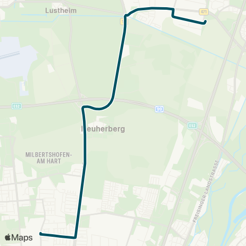 Die Münchner VerkehrsVerbund  Garching-Hochbrück - Helmholtz-Zentrum - Am Hart map