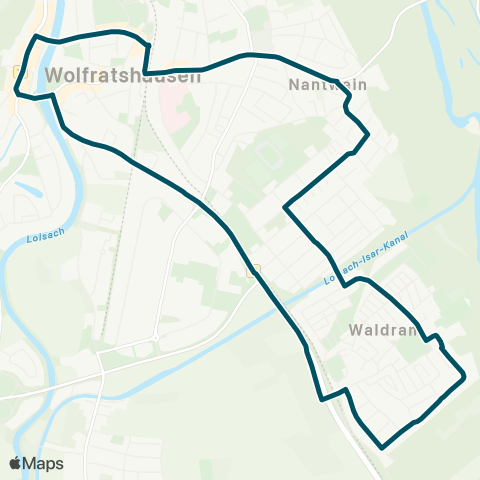 Die Münchner VerkehrsVerbund  Wolfratshausen - Farchet B11 - Waldram - Stobäusstraße - Wolfratshausen map