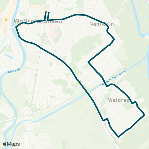 Die Münchner VerkehrsVerbund  Wolfratshausen - Stobäusstraße - Waldram - Farchet B11 - Wolfratshausen map