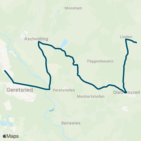 Die Münchner VerkehrsVerbund  Deisenhofen Ost - Endlhausen - Dietramszell - Ascholding - Geretsried map