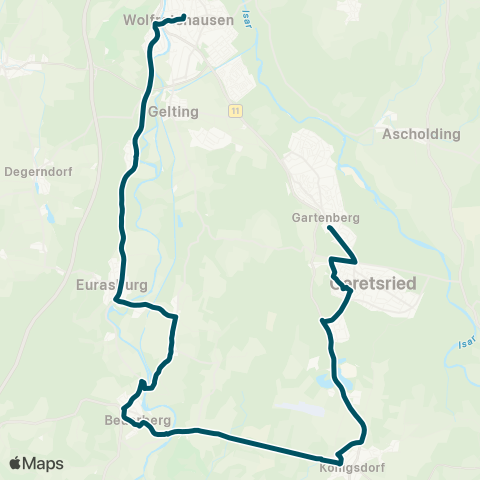 Die Münchner VerkehrsVerbund  Wolfratshausen - Eurasburg - Beuerberg - Königsdorf - Bad Tölz map