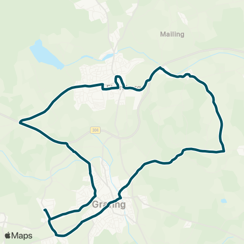 Die Münchner VerkehrsVerbund  Grafing Bf - Grafing Öxinger Platz - Oberndorf - Ebersberg Gewerbegebiet Nord - Grafing Bf map