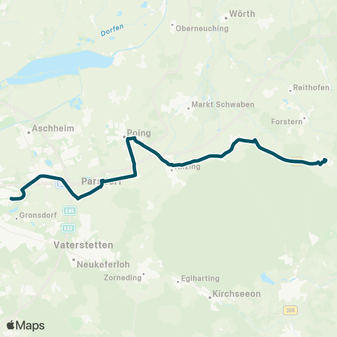 Die Münchner VerkehrsVerbund  Hohenlinden - Anzing - Poing Süd - Parsdorf - Messestadt Ost map