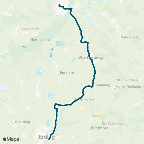 Die Münchner VerkehrsVerbund  Gammelsdorf - Moosburg - Langenpreising - Wartenberg - Erding map