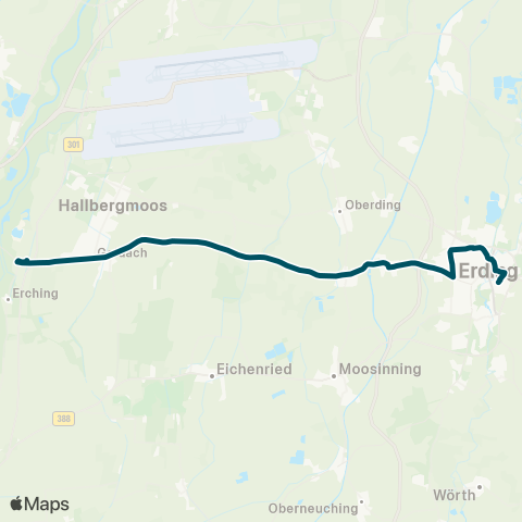Die Münchner VerkehrsVerbund  Hallbergmoos - Notzing - Erding, Gewerbegebiet West - Berufsschule - Erding map
