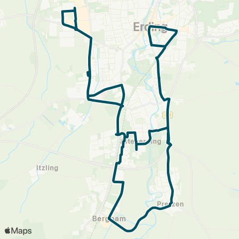 Die Münchner VerkehrsVerbund  Erding - Pretzen - Altenerding - Gewerbegebiet West - Klinikum map