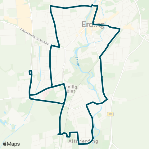 Die Münchner VerkehrsVerbund  Erding - Stadtmitte - Landratsamt - Altenerding - Erding map