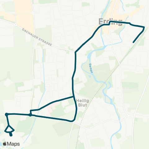 Die Münchner VerkehrsVerbund  Erding - Stadtmitte - Altenerding - Therme Erding - Erding map