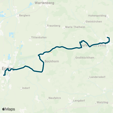 Die Münchner VerkehrsVerbund  Taufkirchen (Vils), Gewerbegebiet - Inning am Holz - Erding map