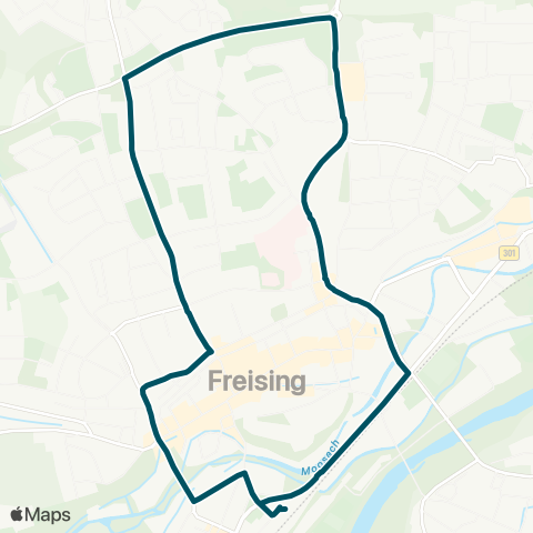 Die Münchner VerkehrsVerbund  Freising - Prinz-Ludwig-Straße - Waldfriedhof - Klinikum Ost - Freising map