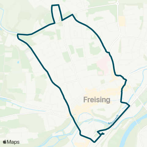 Die Münchner VerkehrsVerbund  Freising - Klinikum Ost - Kleine Wies - Berufsschule - Freising map