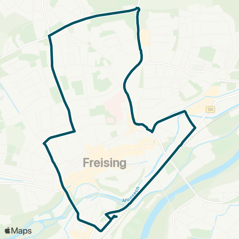 Die Münchner VerkehrsVerbund  Freising - Landshuter Straße - Waldfriedhof - Prinz-Ludwig-Straße - Freising map