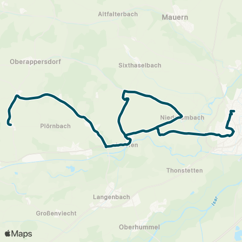 Die Münchner VerkehrsVerbund  Hagsdorf / Sixthaselbach - Thann - Haag (Amper) - Moosburg map