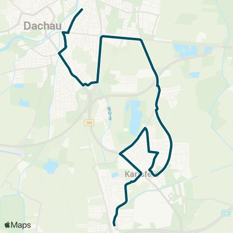 Die Münchner VerkehrsVerbund  Dachau, Schulen - Dachau - Karlsfeld map