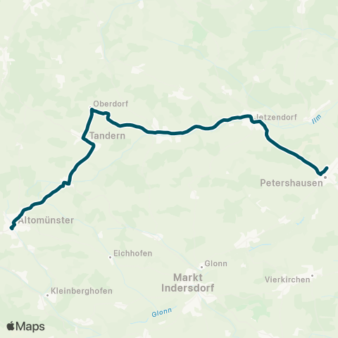 Die Münchner VerkehrsVerbund  Altomünster - Tandern - Hilgertshausen - Jetzendorf - Petershausen West map