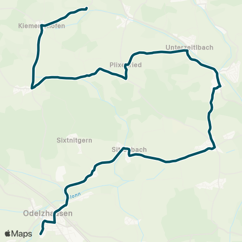 Die Münchner VerkehrsVerbund  Kleinberghofen - Altomünster bzw. Kleinberghofen - Stumpfenbach - Altomünster map