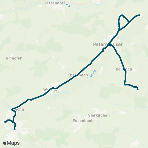 Die Münchner VerkehrsVerbund  Sigmertshausen - Niederroth - Markt Indersdorf - Petershausen - Obermarbach map