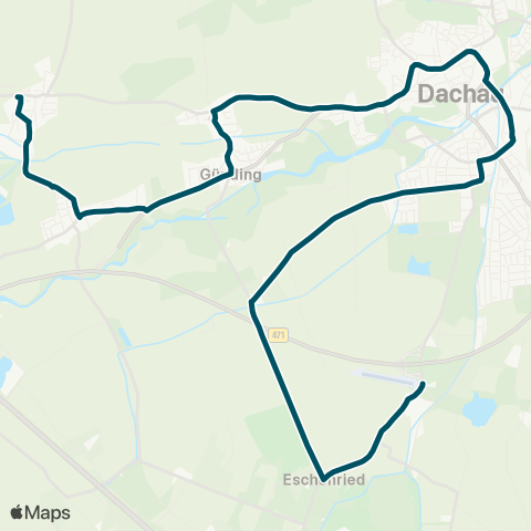 Die Münchner VerkehrsVerbund  Gröbenried - Eschenried - Dachau - Bergkirchen map