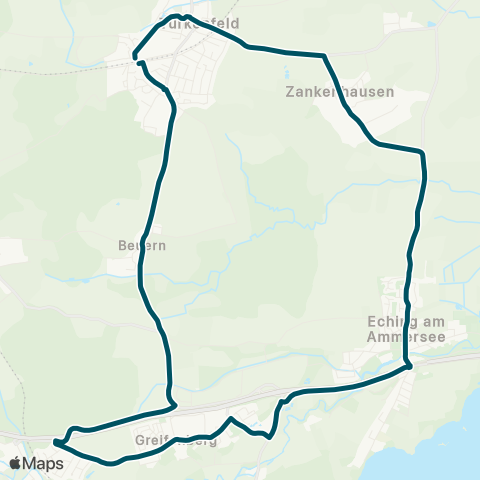 Die Münchner VerkehrsVerbund  Türkenfeld - Beuern - Neugreifenberg - Greifenberg - Eching - Türkenfeld map