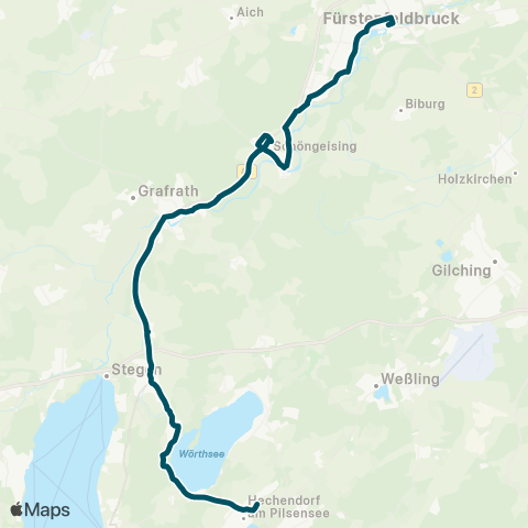 Die Münchner VerkehrsVerbund  Fürstenfeldbruck, Schöngeisinger Str. - Buchenau - Schöngeising - Grafrath - Inning - Seefeld-Hechendorf map
