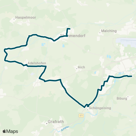 Die Münchner VerkehrsVerbund  Mammendorf - Adelshofen - Jesenwang - Schöngeising - Fürstenfeldbruck map