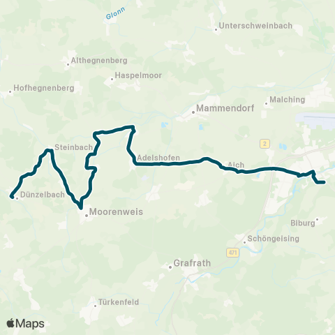 Die Münchner VerkehrsVerbund  Fürstenfeldbruck - Jesenwang Adelshofen - Dünzelbach map