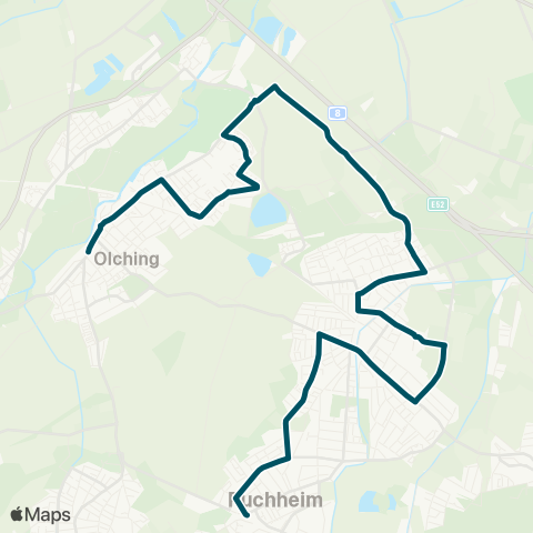 Die Münchner VerkehrsVerbund  Olching, Kulturwerkstatt - Olching - Gröbenzell - Puchheim Nord map
