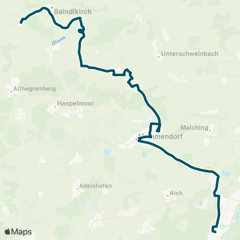 Die Münchner VerkehrsVerbund  Tegernbach - Mittelstetten - Oberschweinbach - Mammendorf - Buchenau map