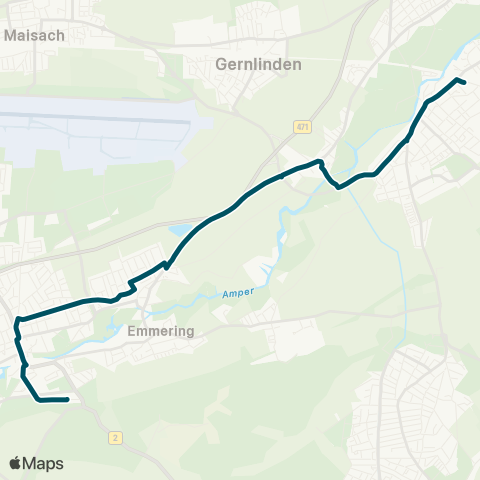 Die Münchner VerkehrsVerbund  Olching - Emmering - FFB, Adolf-Kolping-Straße / Fürstenfeldbruck map