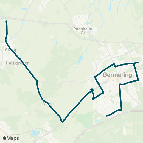 Die Münchner VerkehrsVerbund  Fürstenfeldbruck - Alling - Germering-Unterpfaffenhofen - Germering, Kerschensteiner Schule map