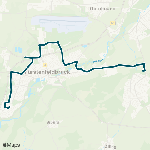 Die Münchner VerkehrsVerbund  Buchenau - Fürstenfeldbruck, Fliegerhorst - Eichenau Nord map