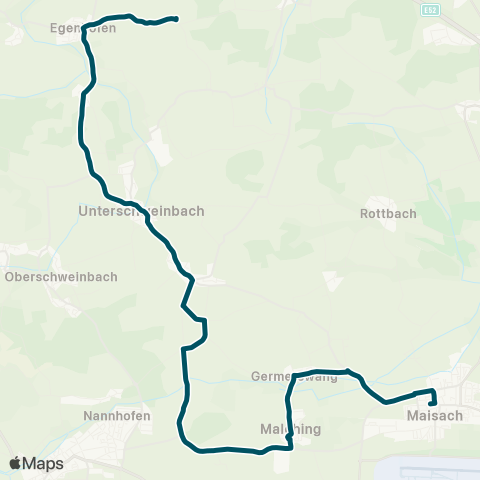 Die Münchner VerkehrsVerbund  Maisach, Schulen - Malching - Egenhofen, Dirlesried map
