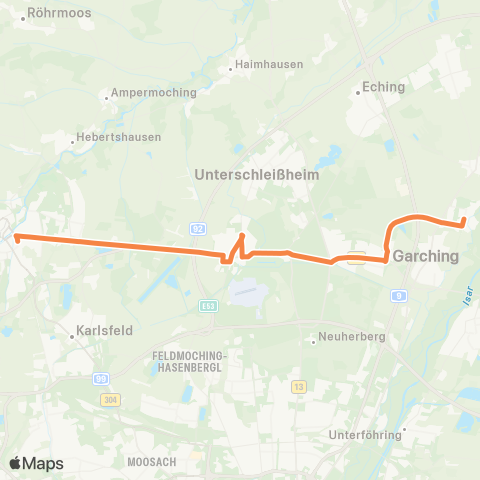 Die Münchner VerkehrsVerbund  Dachau - Oberschleißheim - Garching-Hochbrück - Garching-Forschungszentrum map