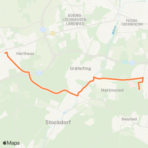 Die Münchner VerkehrsVerbund  Klinikum Großhadern - Großhadern - Martinsried - Planegg - Germering-Unterpfaffenhofen map